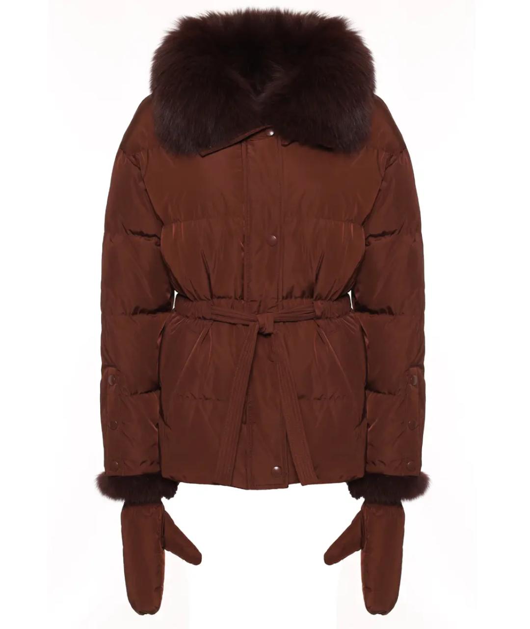 YVES SALOMON Бордовый меховой пуховик, фото 1