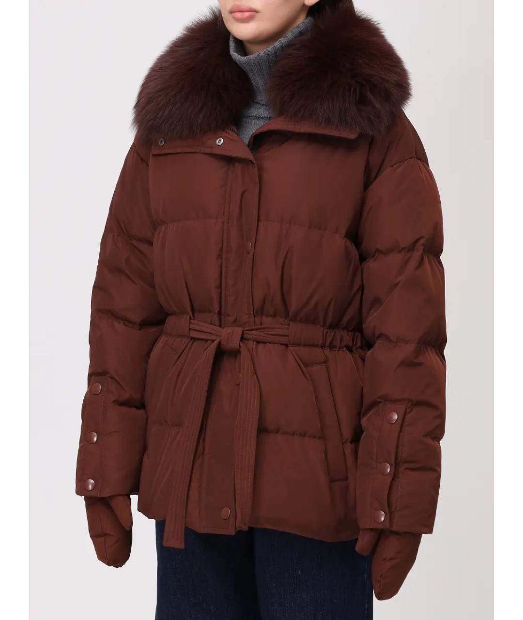 YVES SALOMON Бордовый меховой пуховик, фото 4