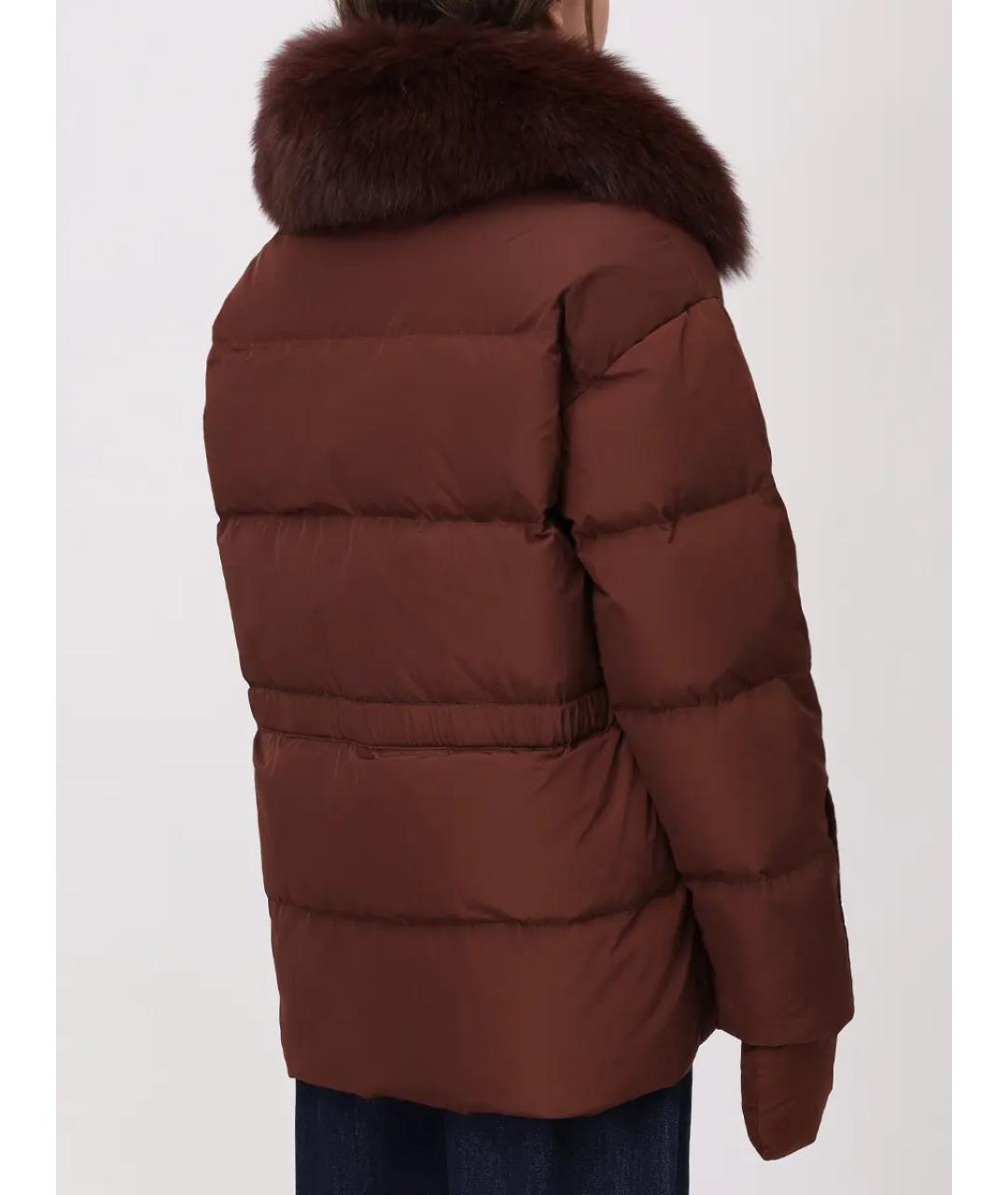 YVES SALOMON Бордовый меховой пуховик, фото 3