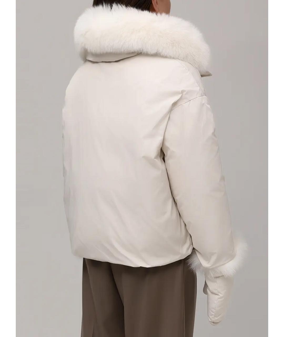 YVES SALOMON Белый меховой пуховик, фото 3