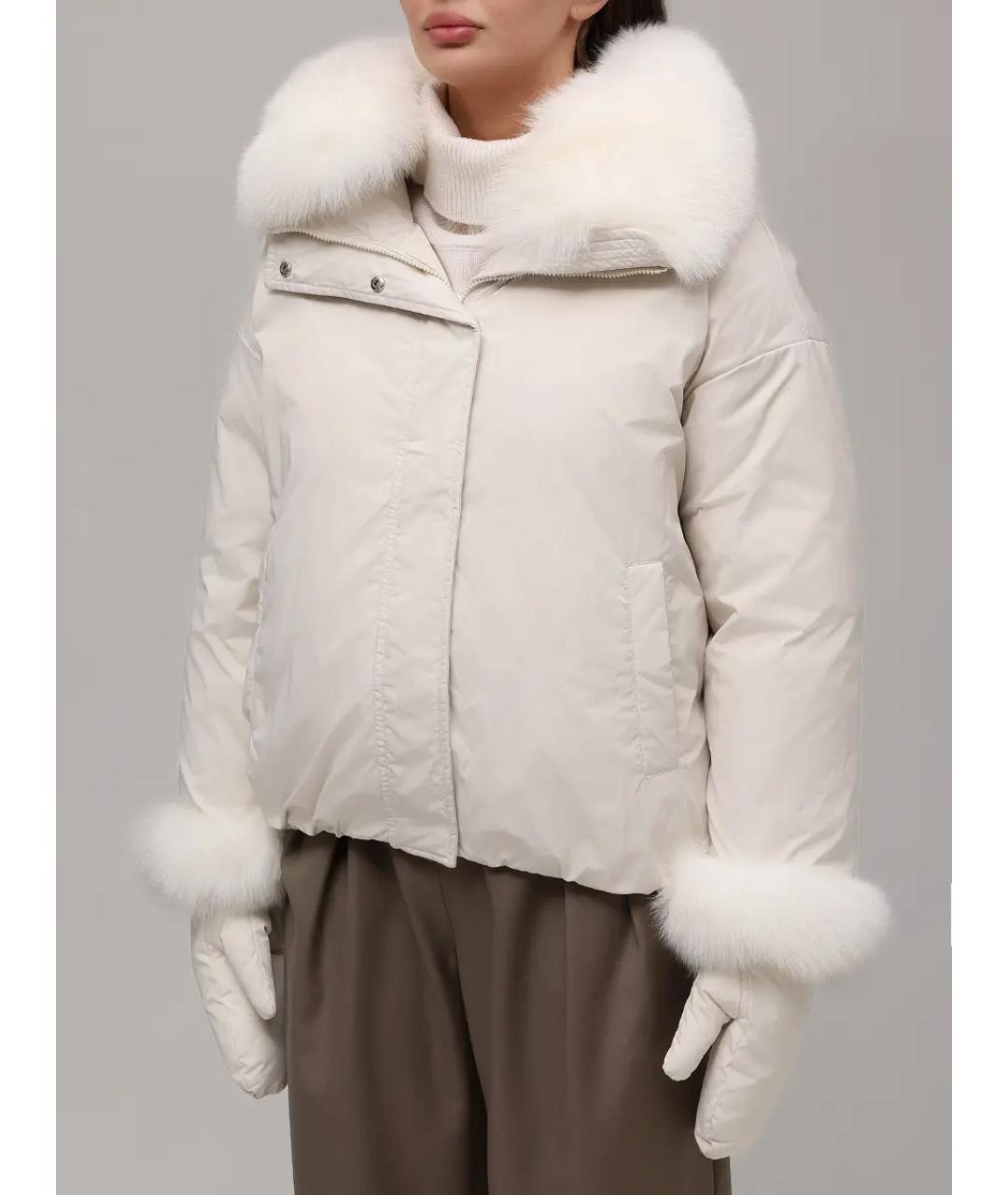 YVES SALOMON Белый меховой пуховик, фото 4