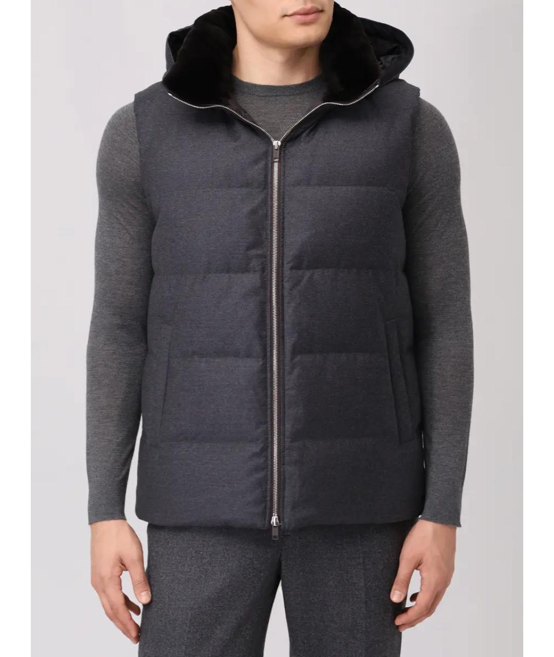 YVES SALOMON Серый шерстяной жилет, фото 4