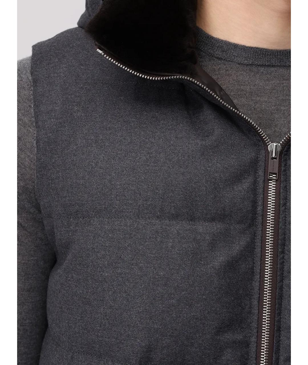 YVES SALOMON Серый шерстяной жилет, фото 5