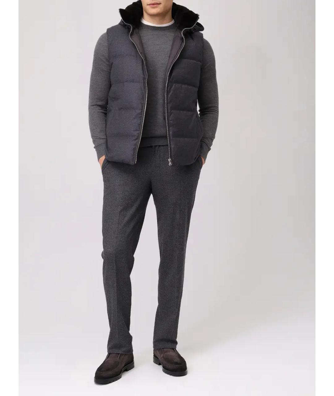 YVES SALOMON Серый шерстяной жилет, фото 2