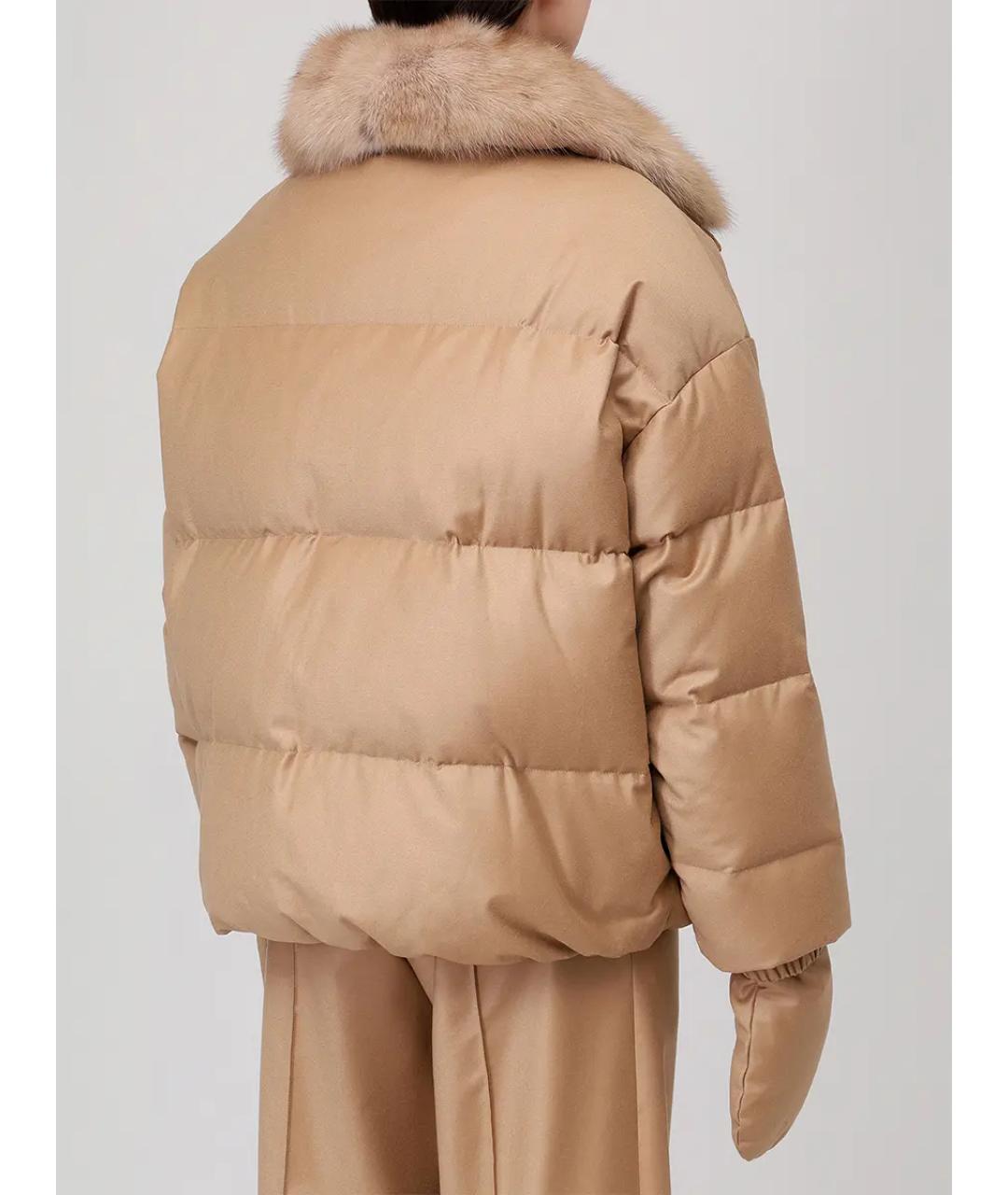 YVES SALOMON Бежевый меховой пуховик, фото 3