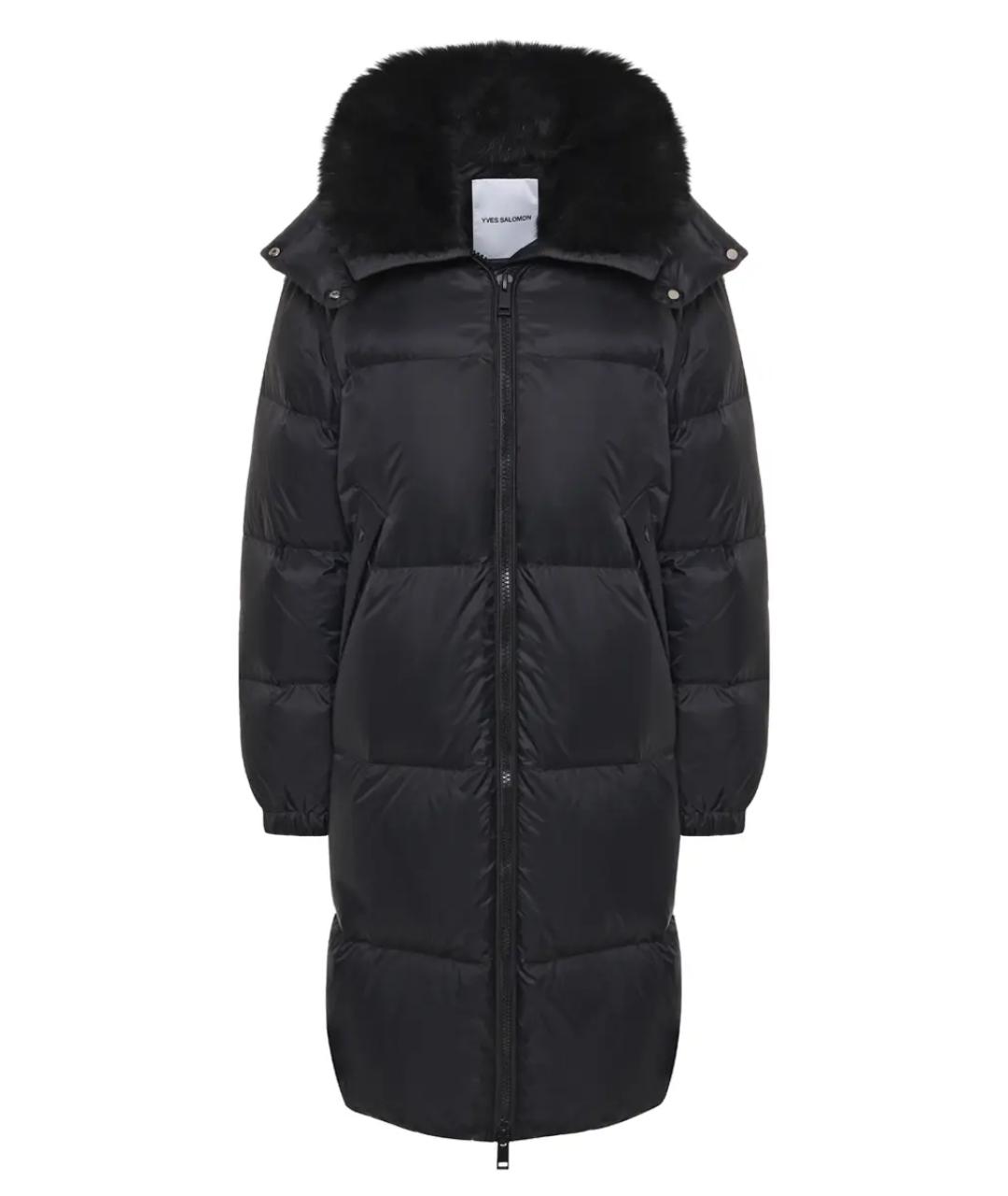 YVES SALOMON Черный меховой пуховик, фото 1