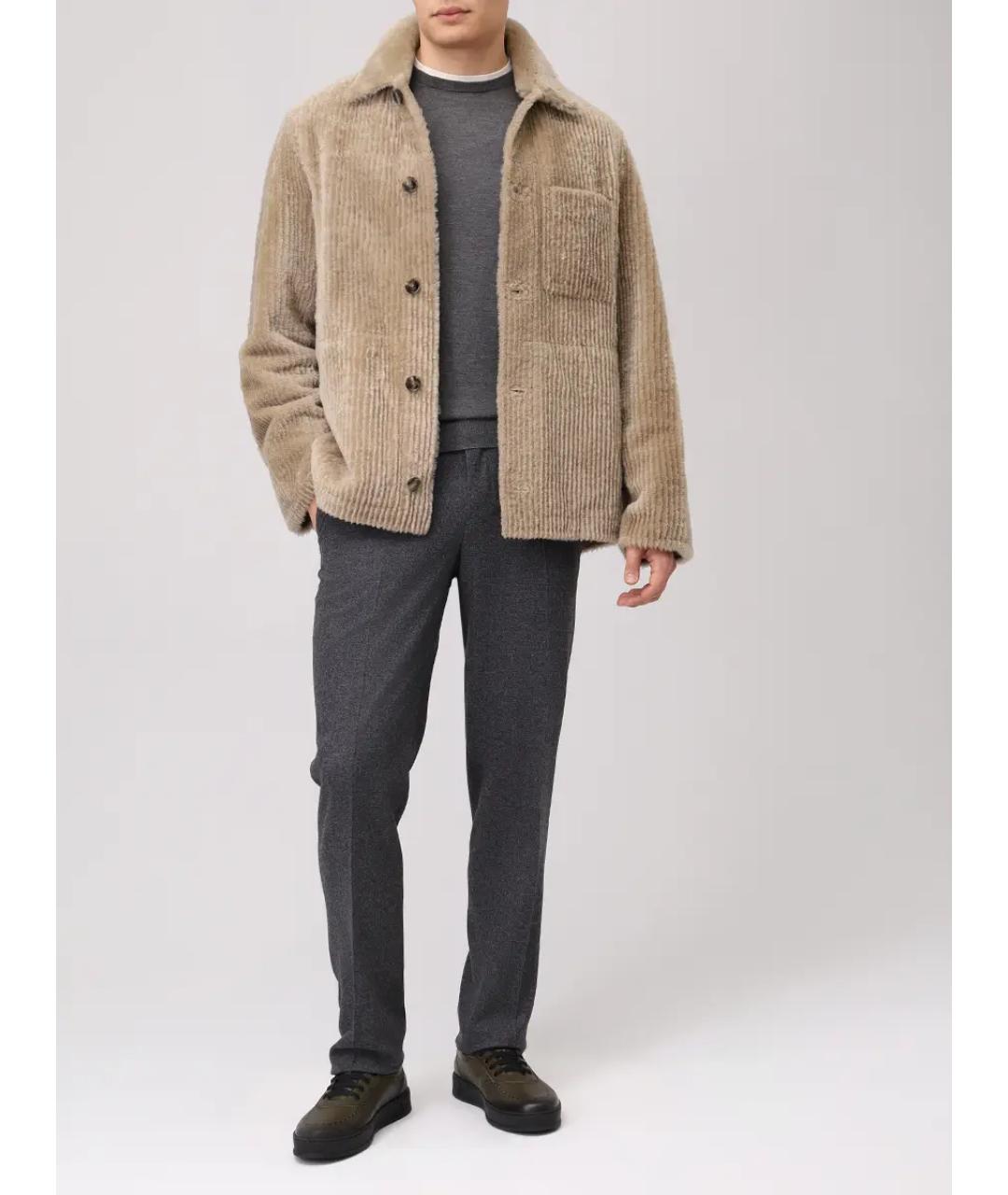 YVES SALOMON Бежевая шерстяная дубленка/шуба, фото 2