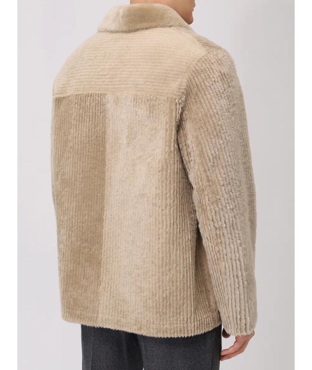 YVES SALOMON Бежевая шерстяная дубленка/шуба, фото 3