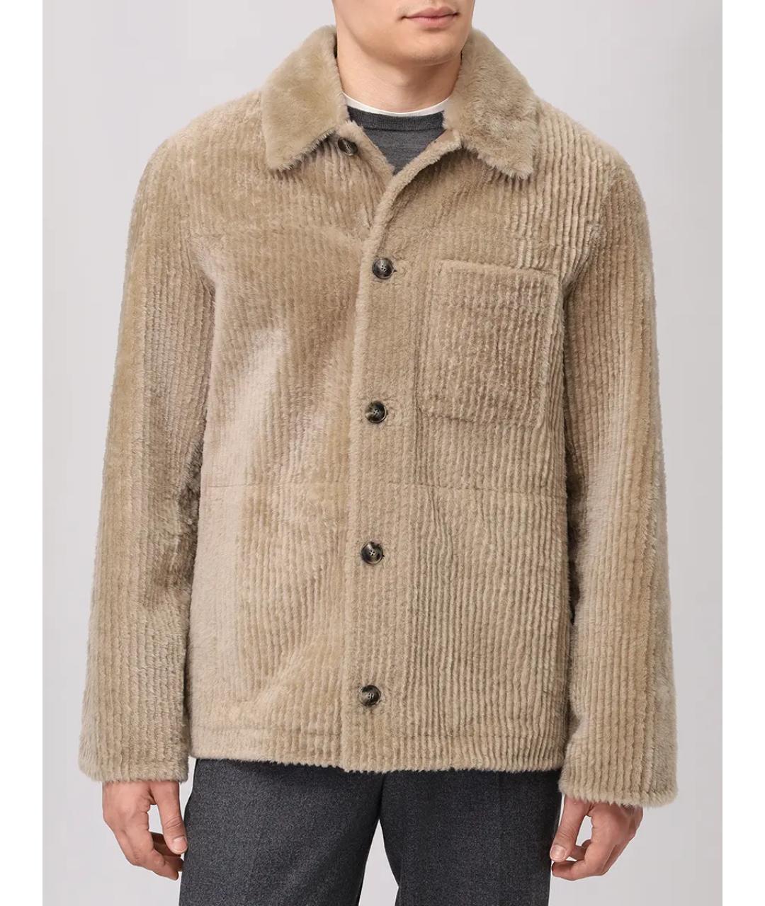 YVES SALOMON Бежевая шерстяная дубленка/шуба, фото 4