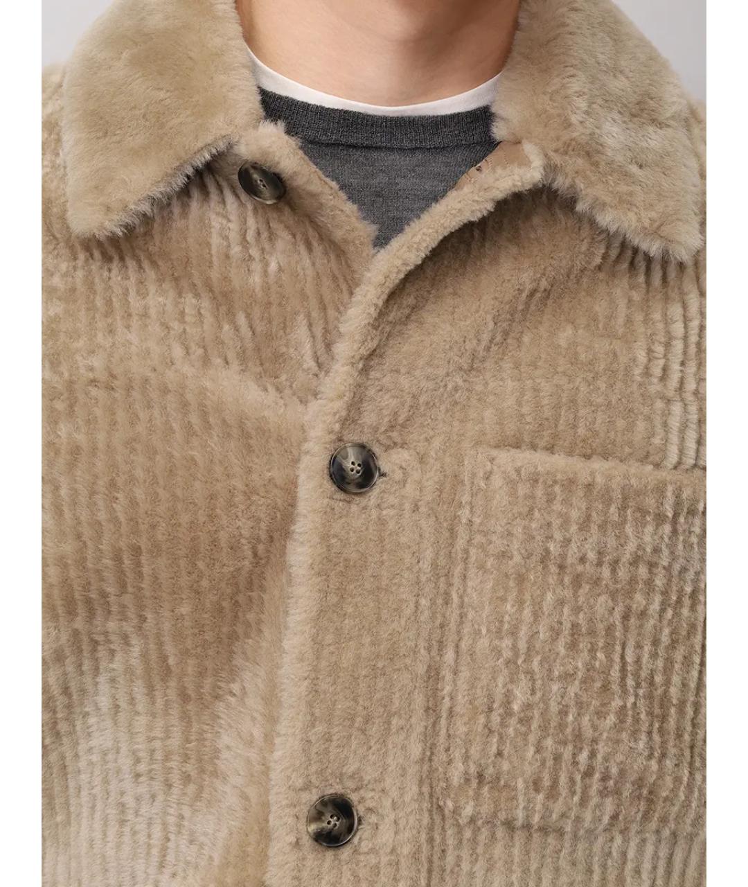 YVES SALOMON Бежевая шерстяная дубленка/шуба, фото 5