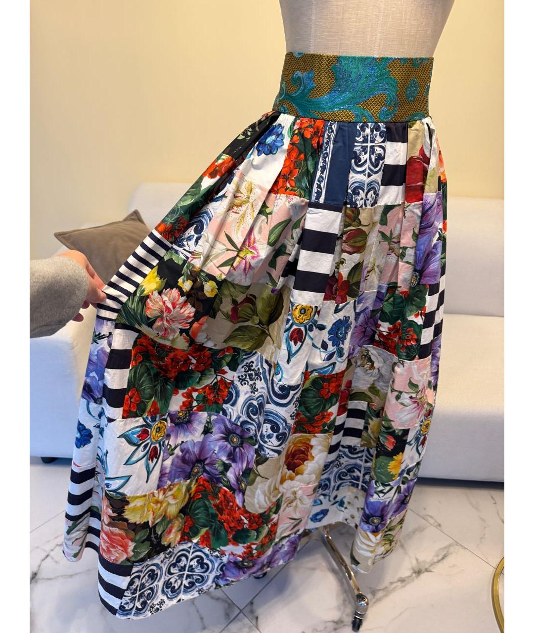 DOLCE&GABBANA Мульти хлопковая юбка макси, фото 3