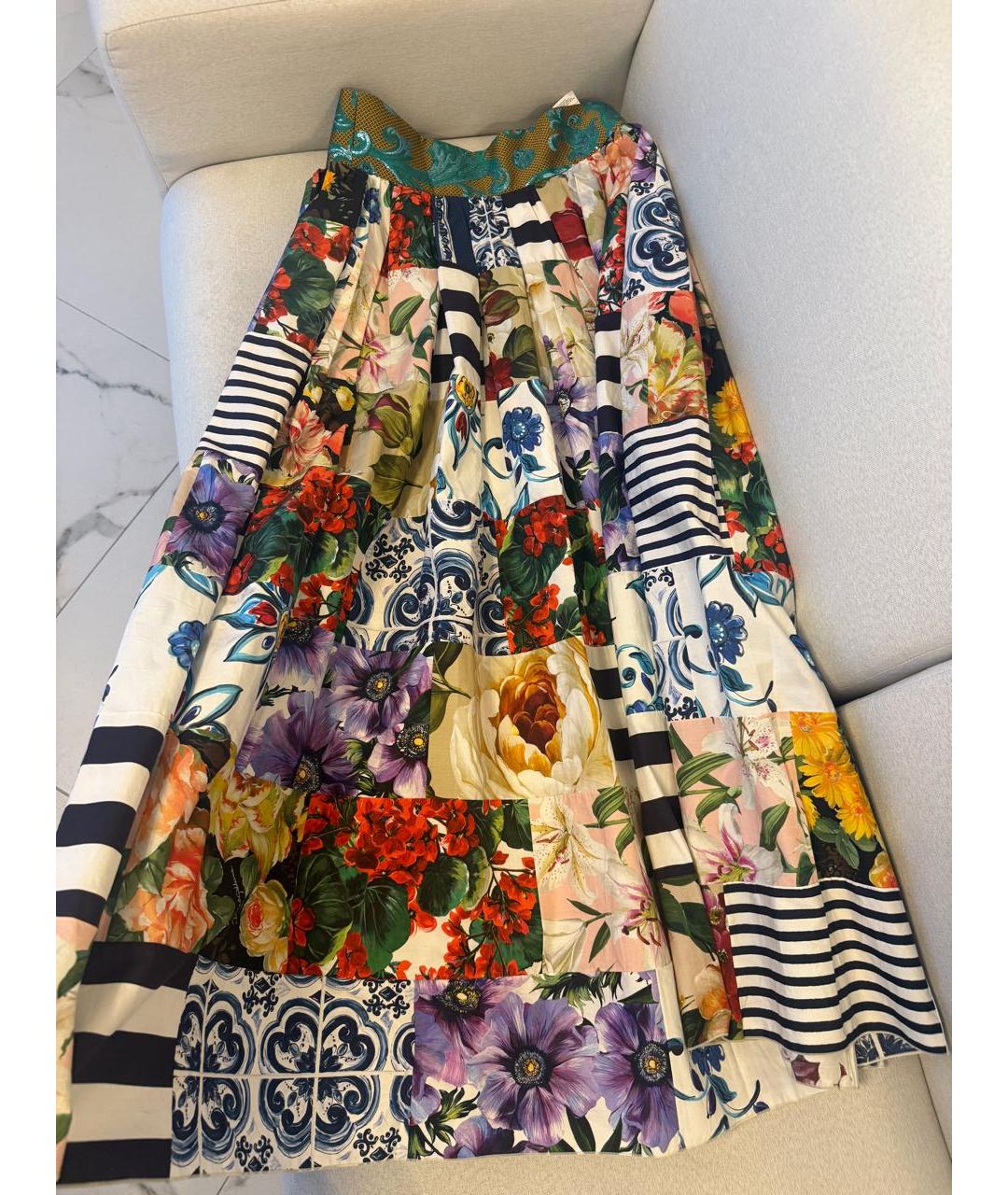 DOLCE&GABBANA Мульти хлопковая юбка макси, фото 5