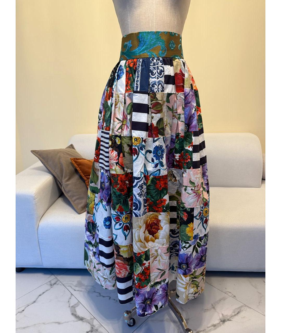 DOLCE&GABBANA Мульти хлопковая юбка макси, фото 2