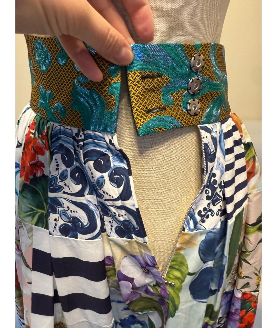 DOLCE&GABBANA Мульти хлопковая юбка макси, фото 4