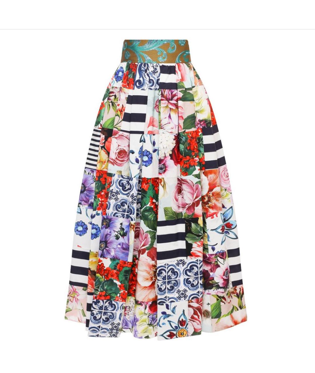 DOLCE&GABBANA Мульти хлопковая юбка макси, фото 9