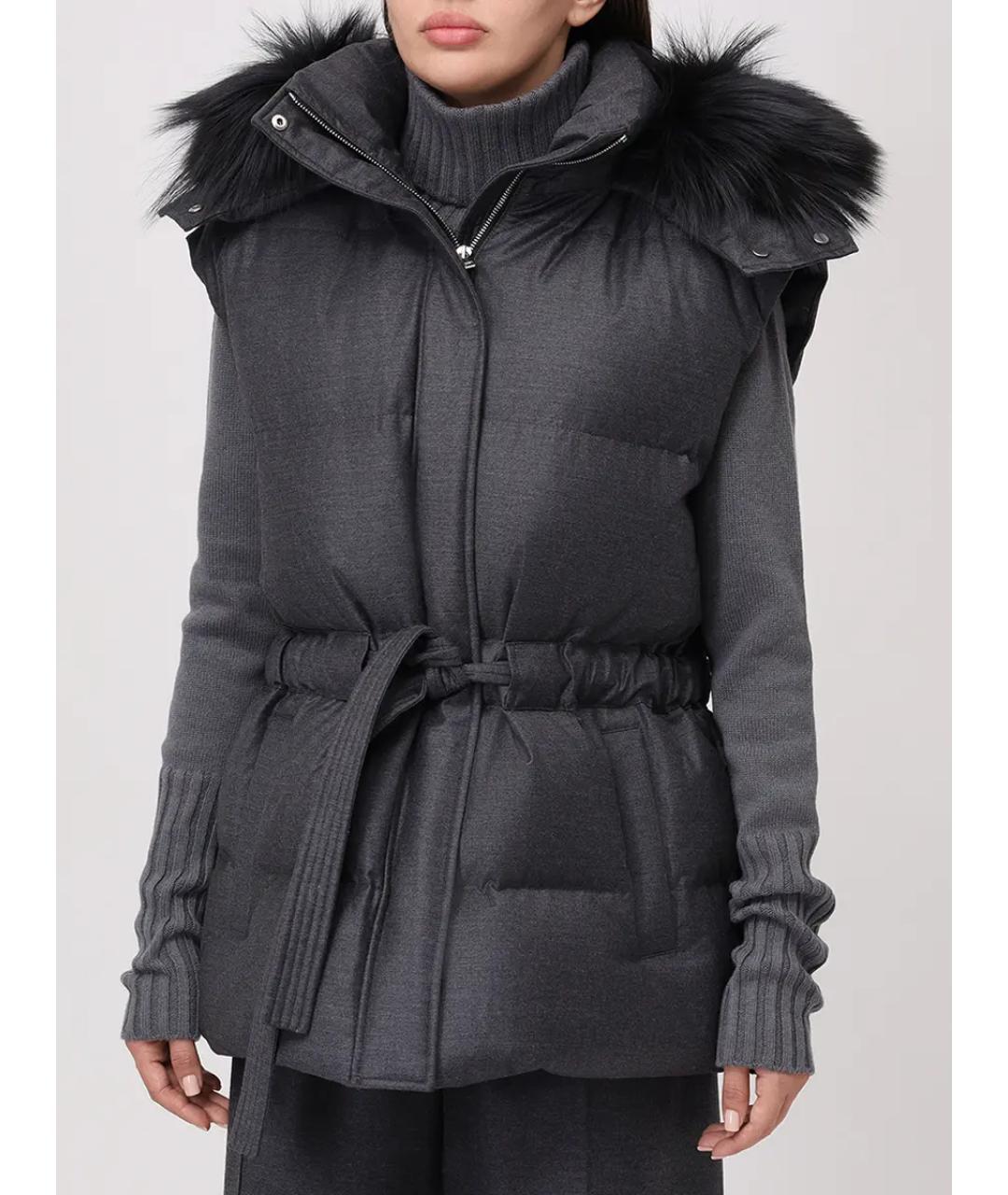 YVES SALOMON Серый меховой жилет, фото 4