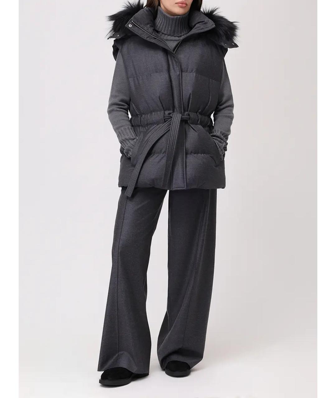 YVES SALOMON Серый меховой жилет, фото 2