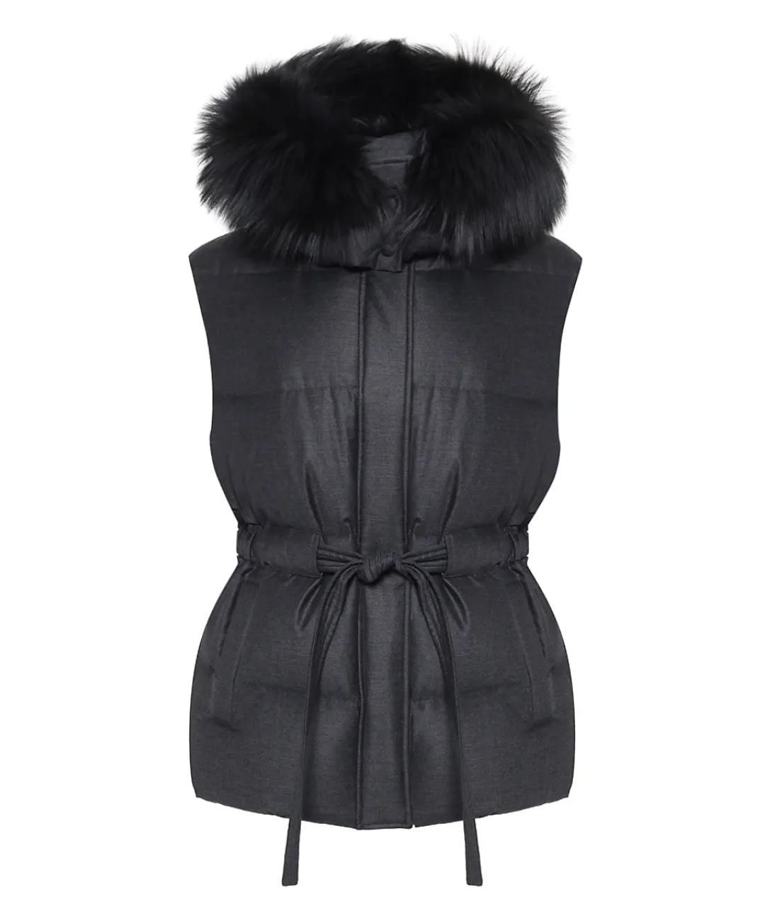 YVES SALOMON Серый меховой жилет, фото 1