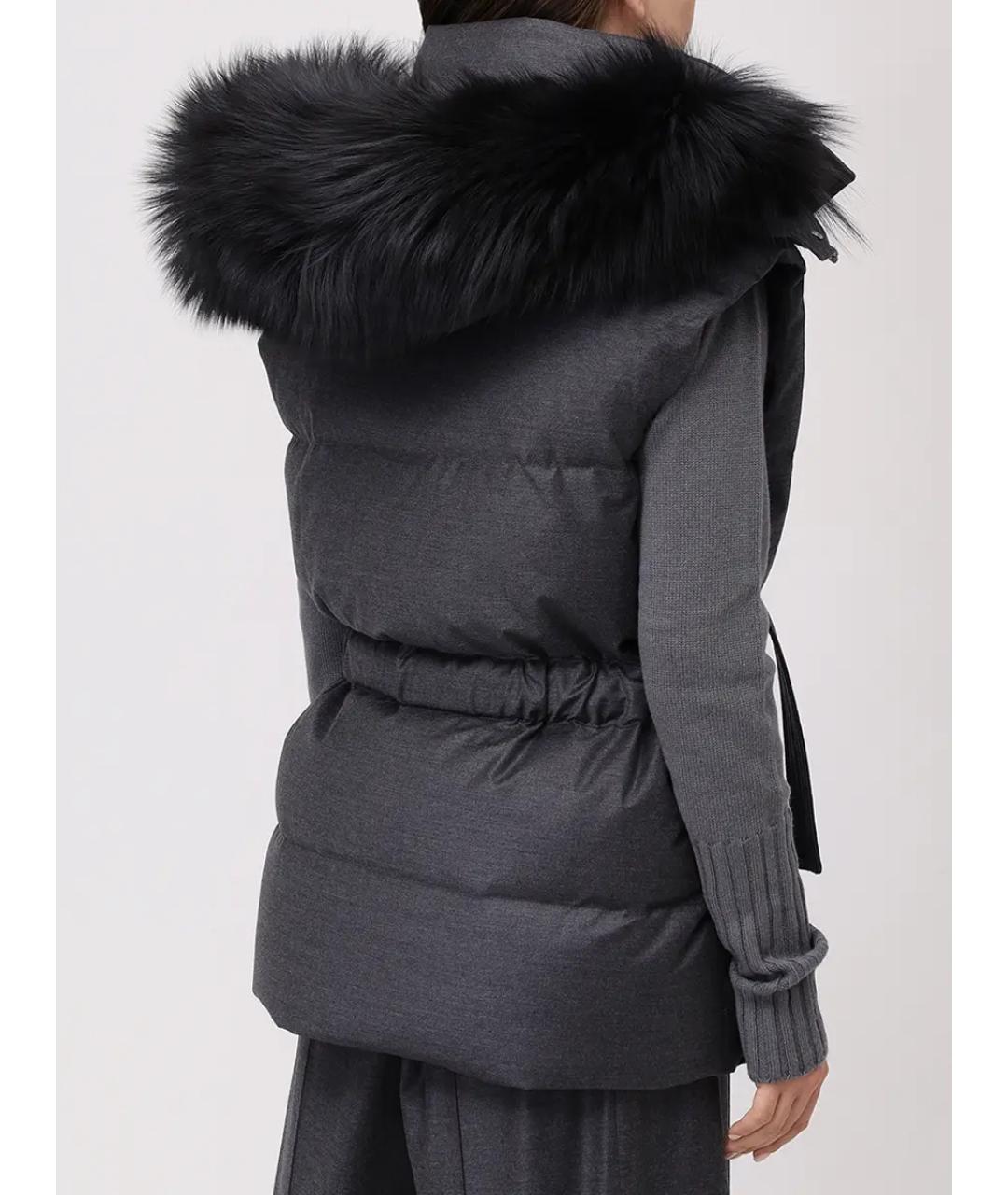 YVES SALOMON Серый меховой жилет, фото 3