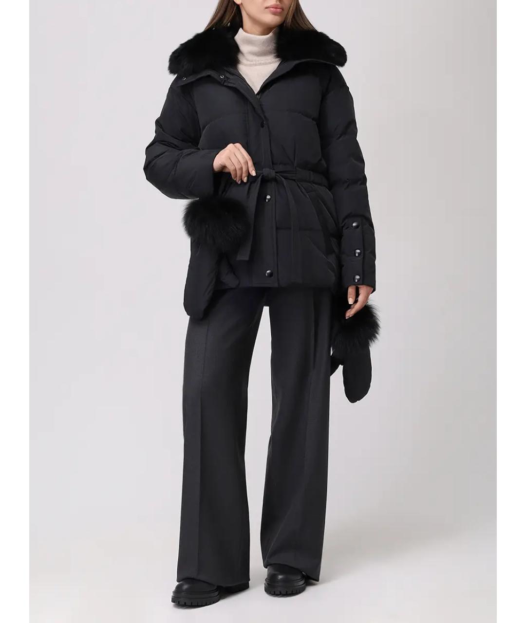 YVES SALOMON Черный меховой пуховик, фото 2