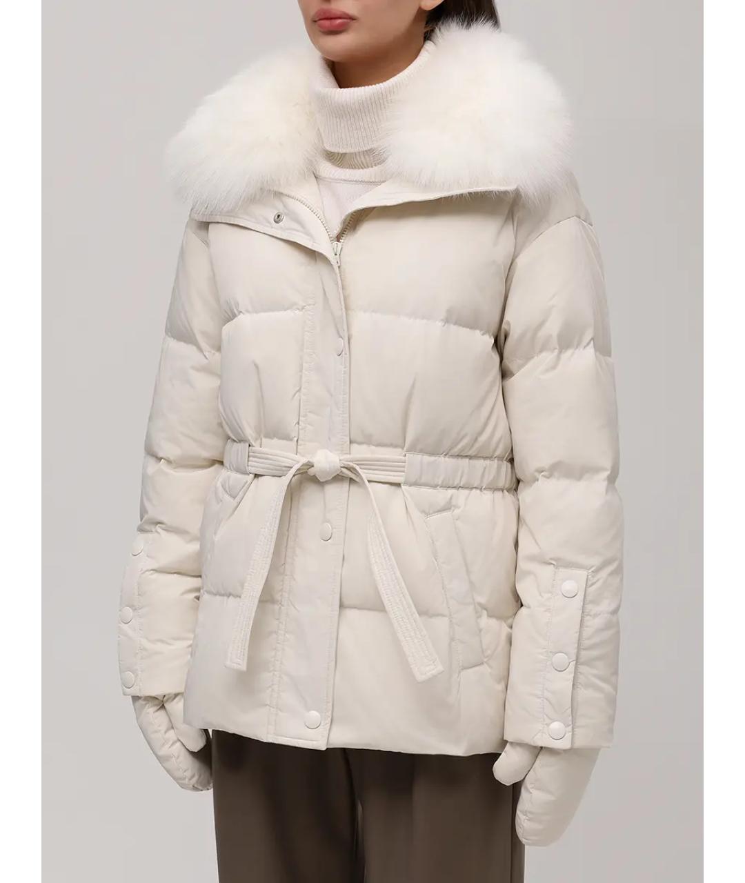 YVES SALOMON Бежевый меховой пуховик, фото 4