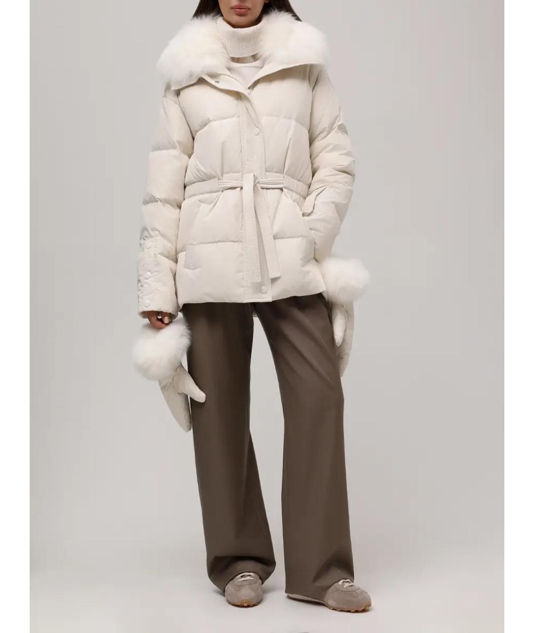 YVES SALOMON Бежевый меховой пуховик, фото 2