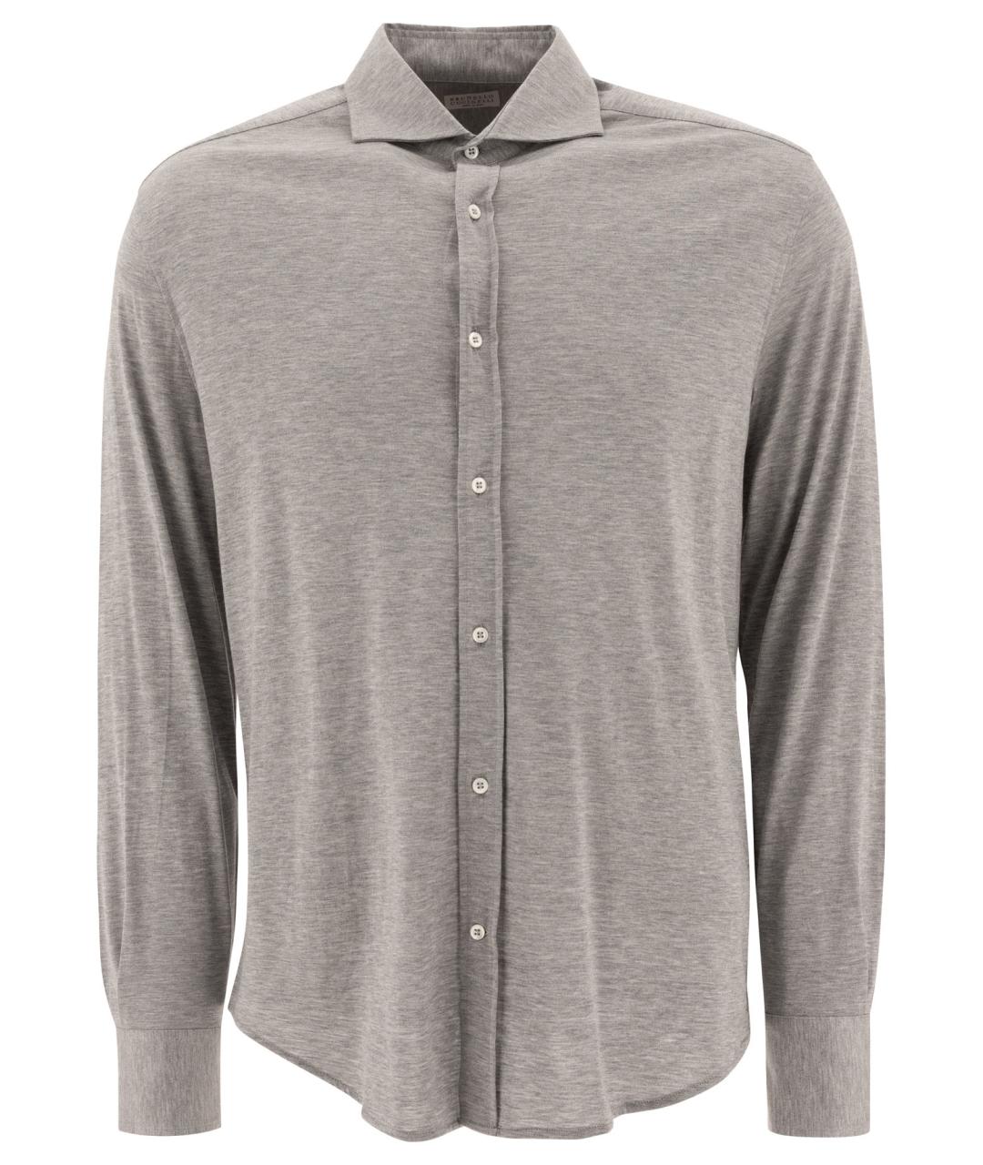 BRUNELLO CUCINELLI Серая хлопковая кэжуал рубашка, фото 1