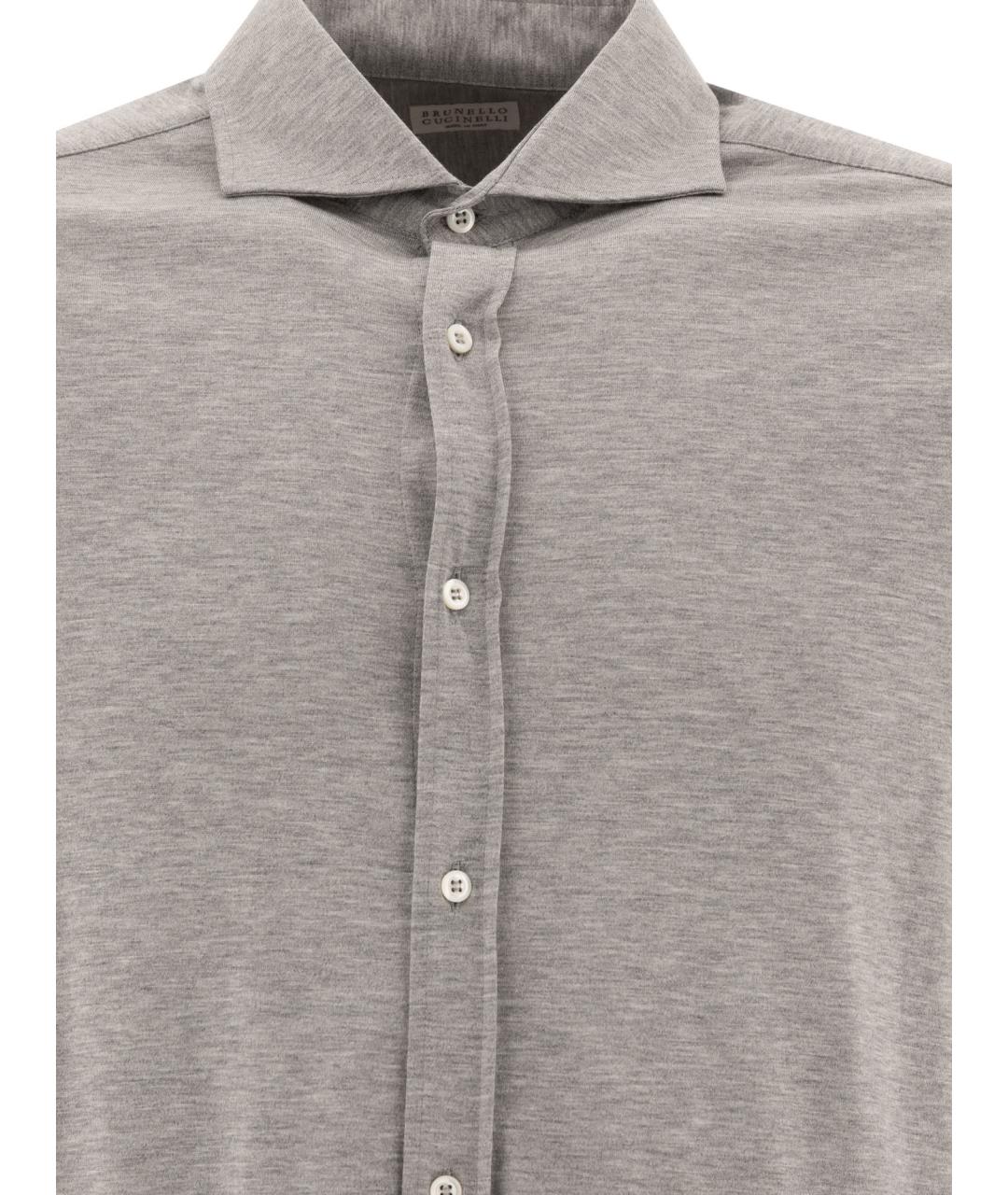 BRUNELLO CUCINELLI Серая хлопковая кэжуал рубашка, фото 3