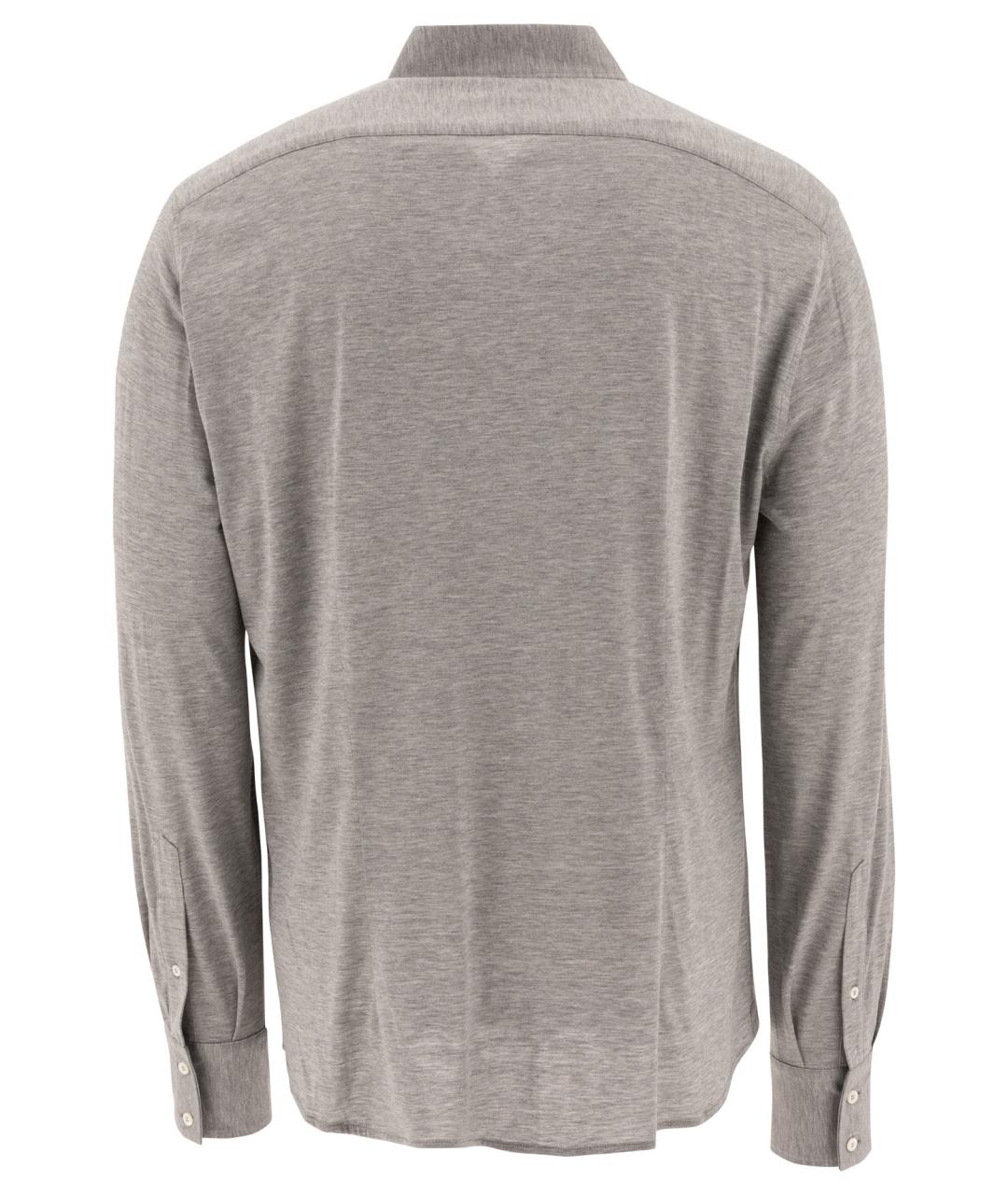 BRUNELLO CUCINELLI Серая хлопковая кэжуал рубашка, фото 2