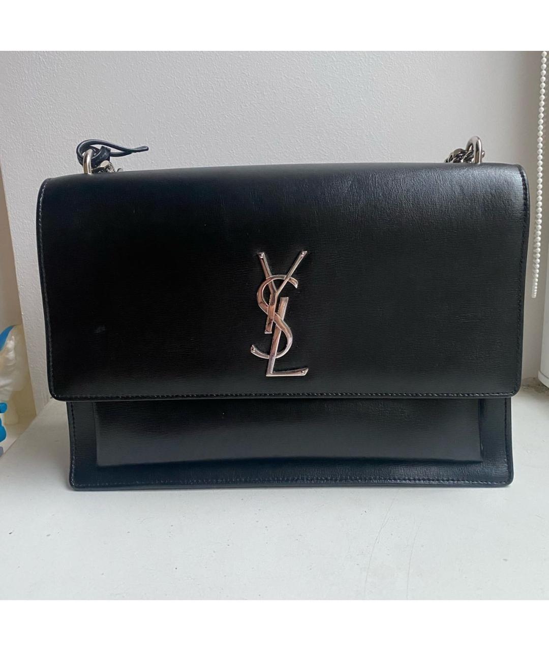 SAINT LAURENT Черная кожаная сумка через плечо, фото 9