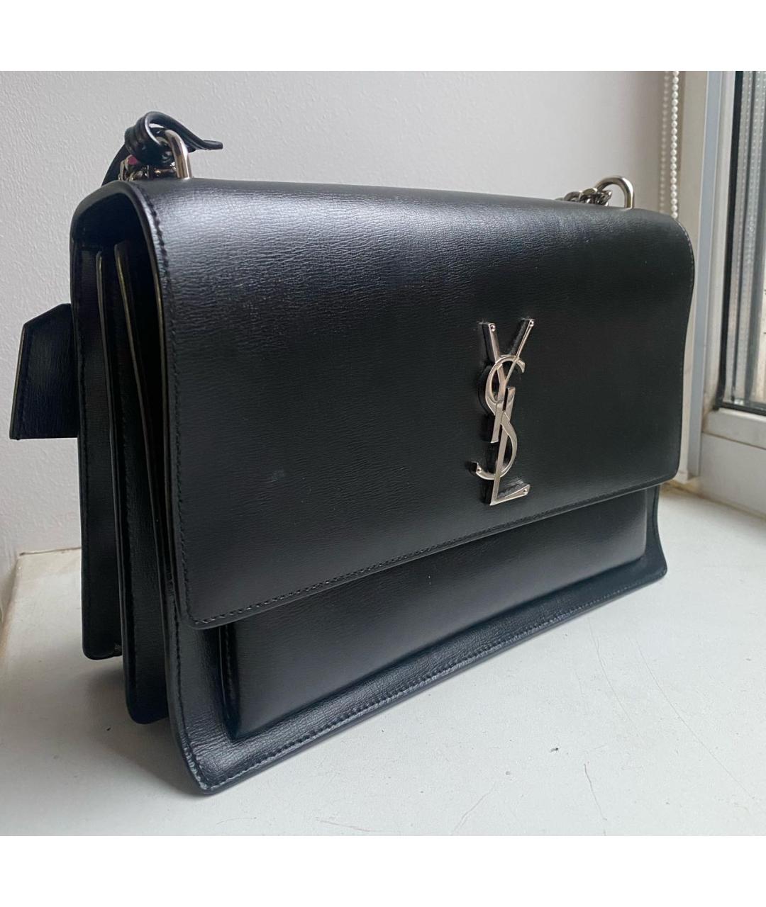 SAINT LAURENT Черная кожаная сумка через плечо, фото 2