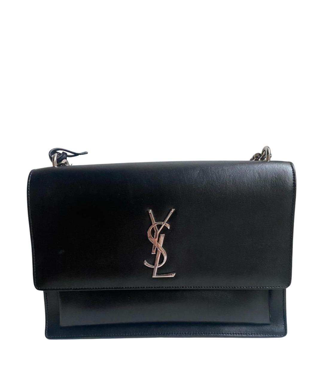 SAINT LAURENT Черная кожаная сумка через плечо, фото 1