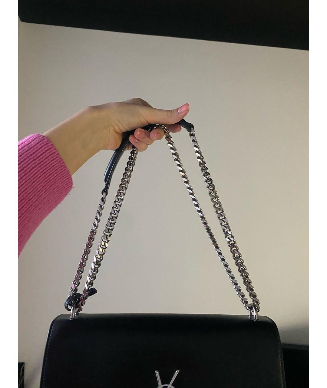 SAINT LAURENT Черная кожаная сумка через плечо, фото 7