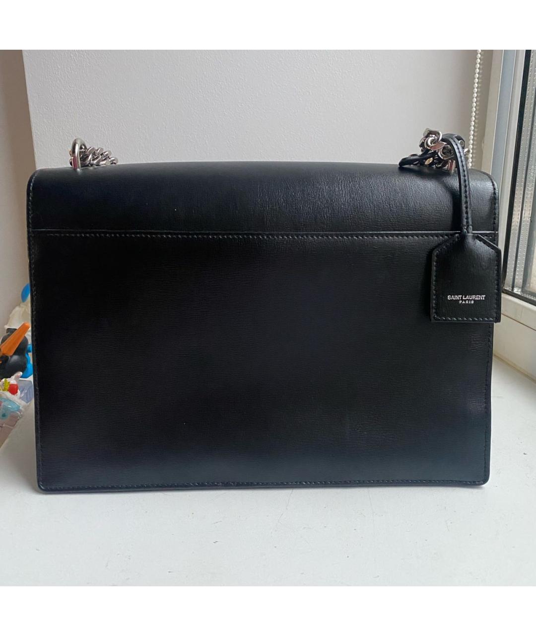 SAINT LAURENT Черная кожаная сумка через плечо, фото 3