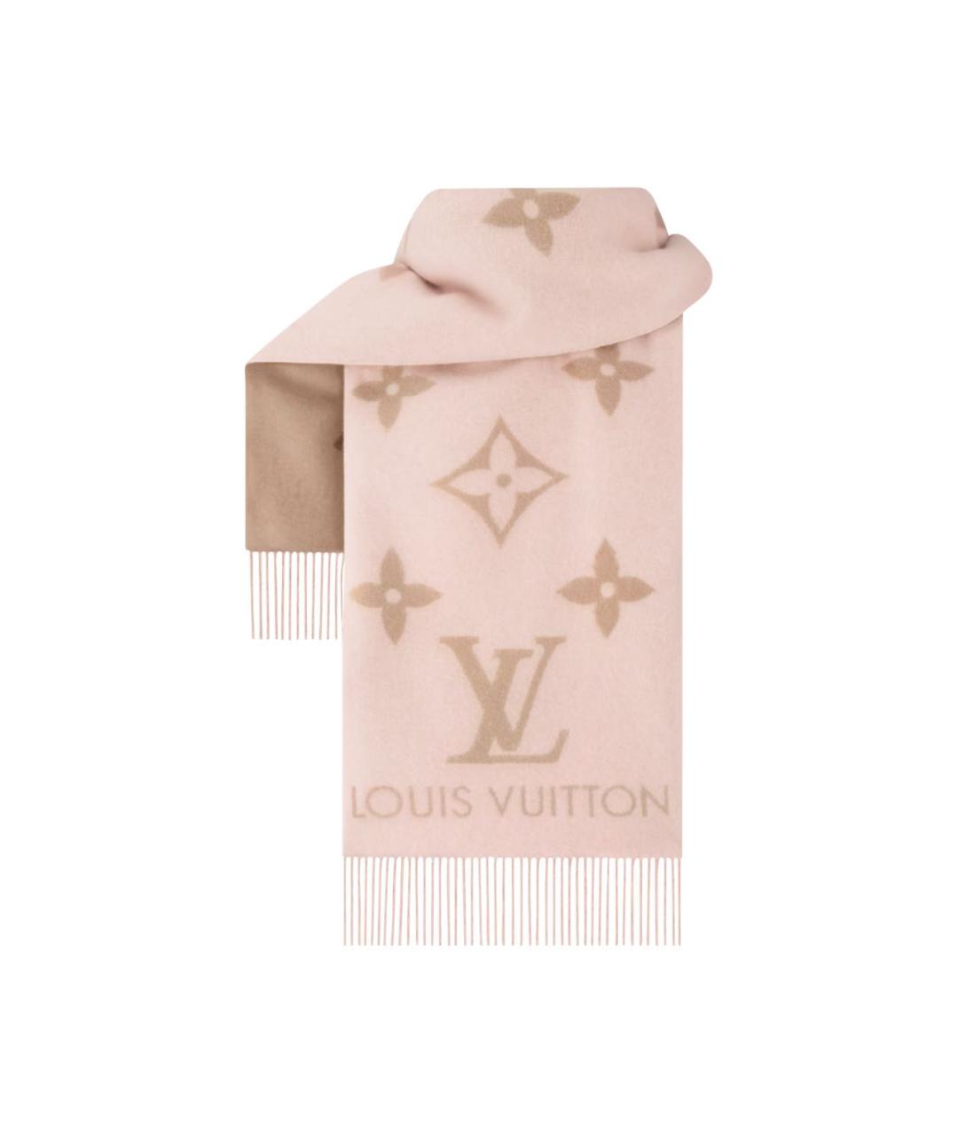 LOUIS VUITTON Розовый кашемировый шарф, фото 2