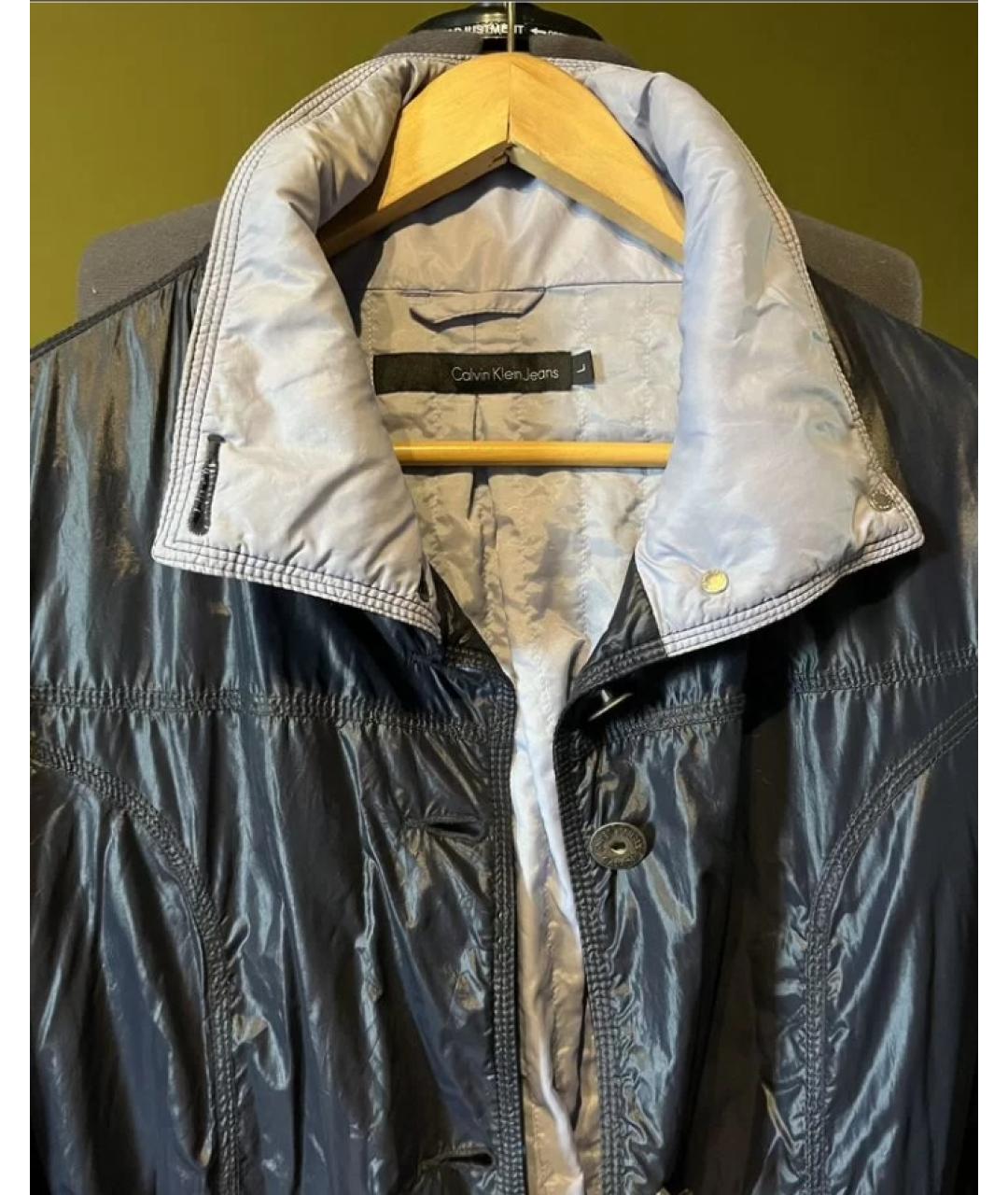 CALVIN KLEIN Синий полиамидовый тренч/плащ, фото 5