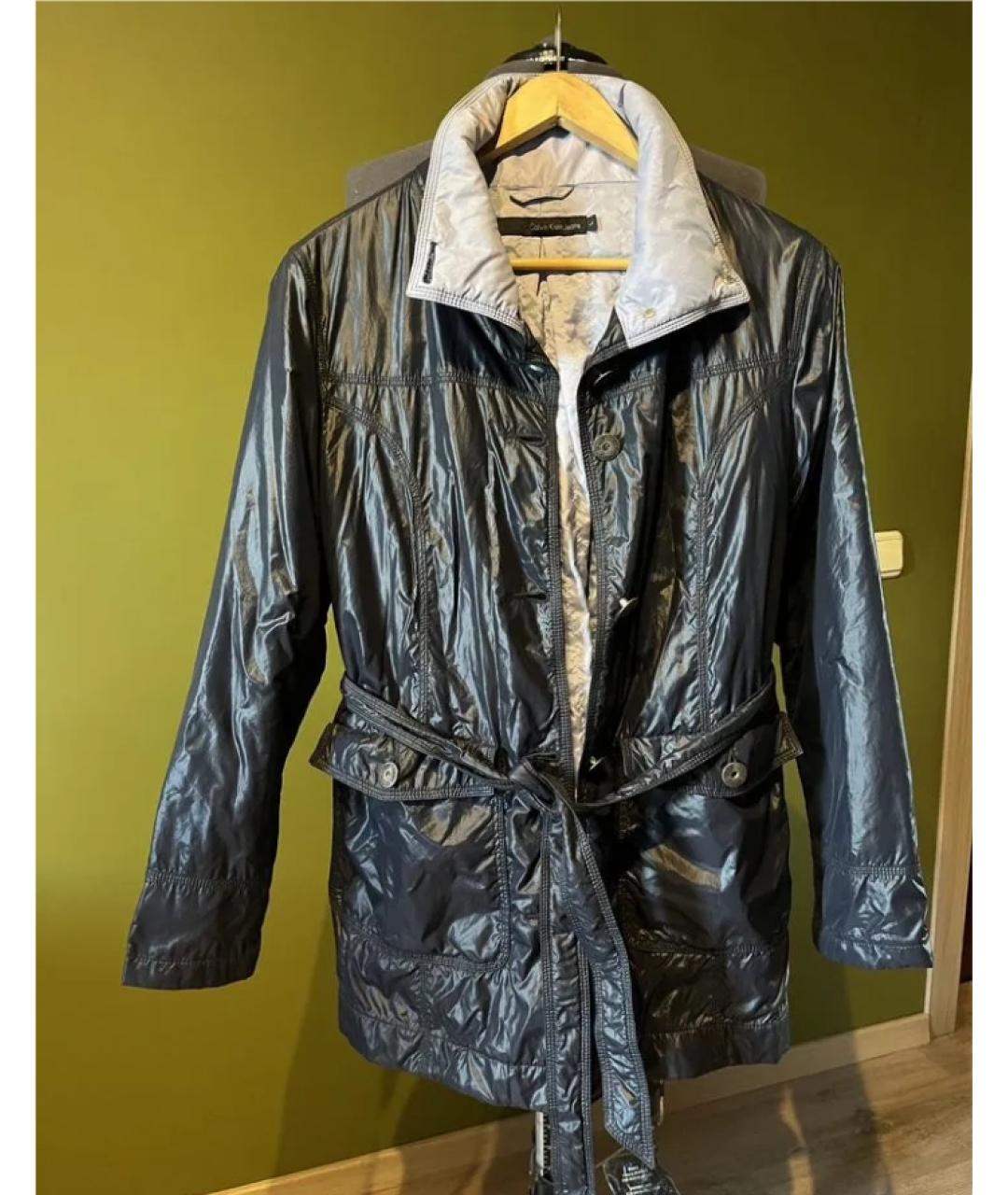 CALVIN KLEIN Синий полиамидовый тренч/плащ, фото 4