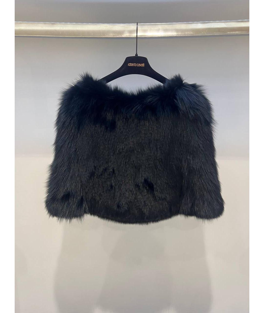 ROBERTO CAVALLI Темно-синий меховой жилет, фото 3