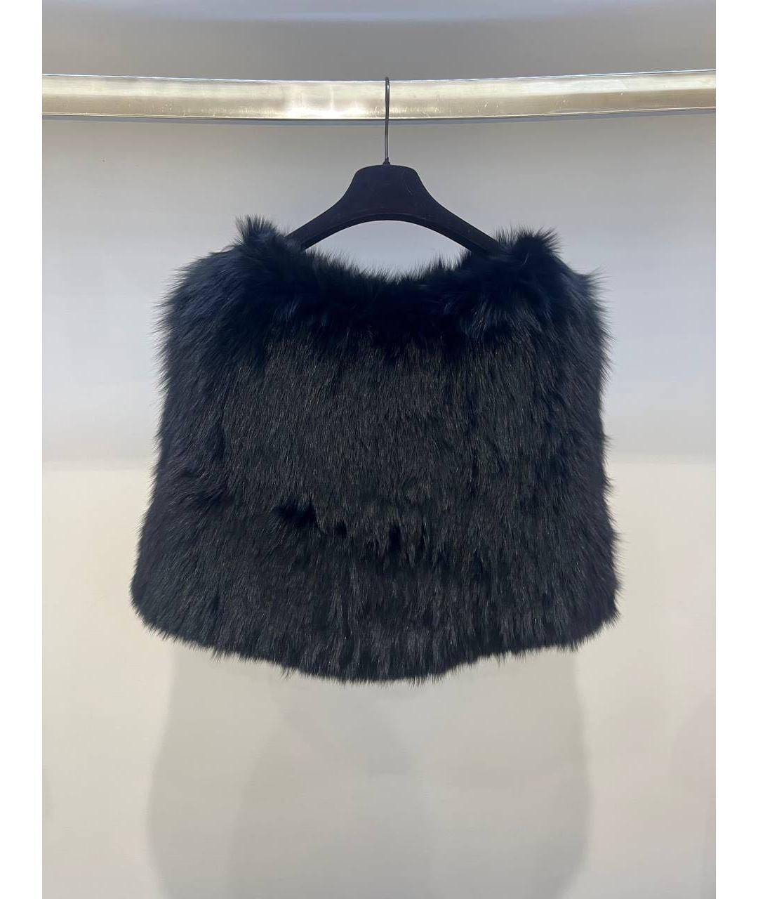 ROBERTO CAVALLI Темно-синий меховой жилет, фото 2