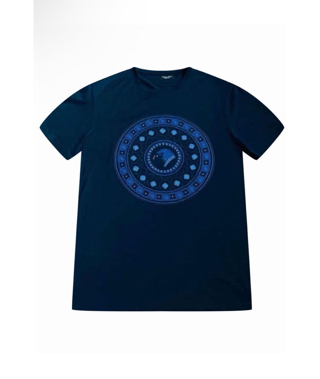 STEFANO RICCI Темно-синяя хлопковая футболка, фото 9