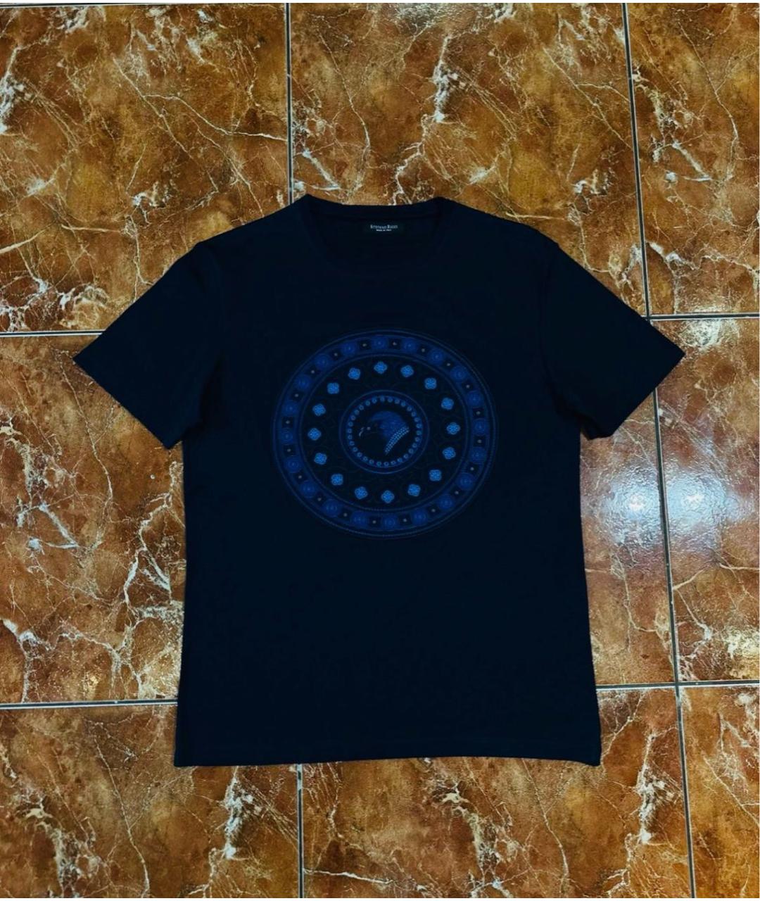 STEFANO RICCI Темно-синяя хлопковая футболка, фото 2