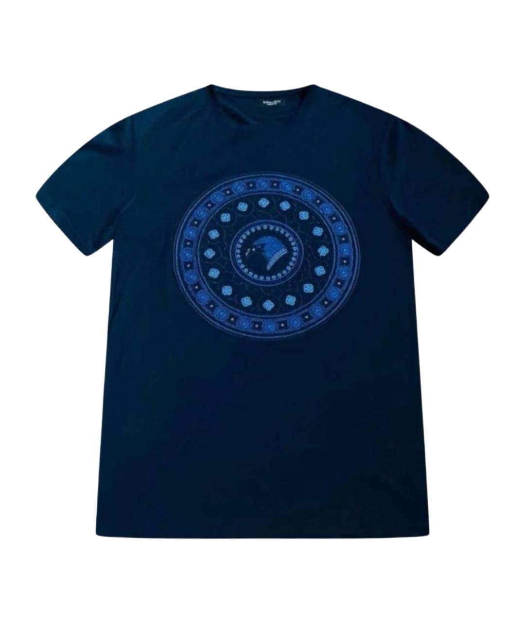 STEFANO RICCI Темно-синяя хлопковая футболка, фото 1