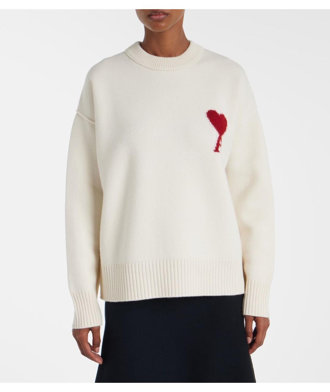 Ami Paris Белый шерстяной джемпер / свитер, фото 2