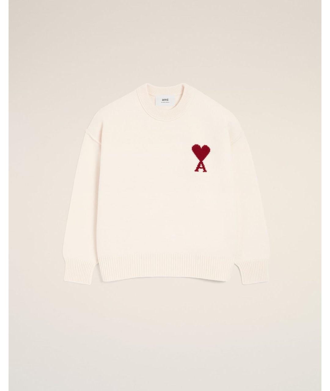 Ami Paris Белый шерстяной джемпер / свитер, фото 5