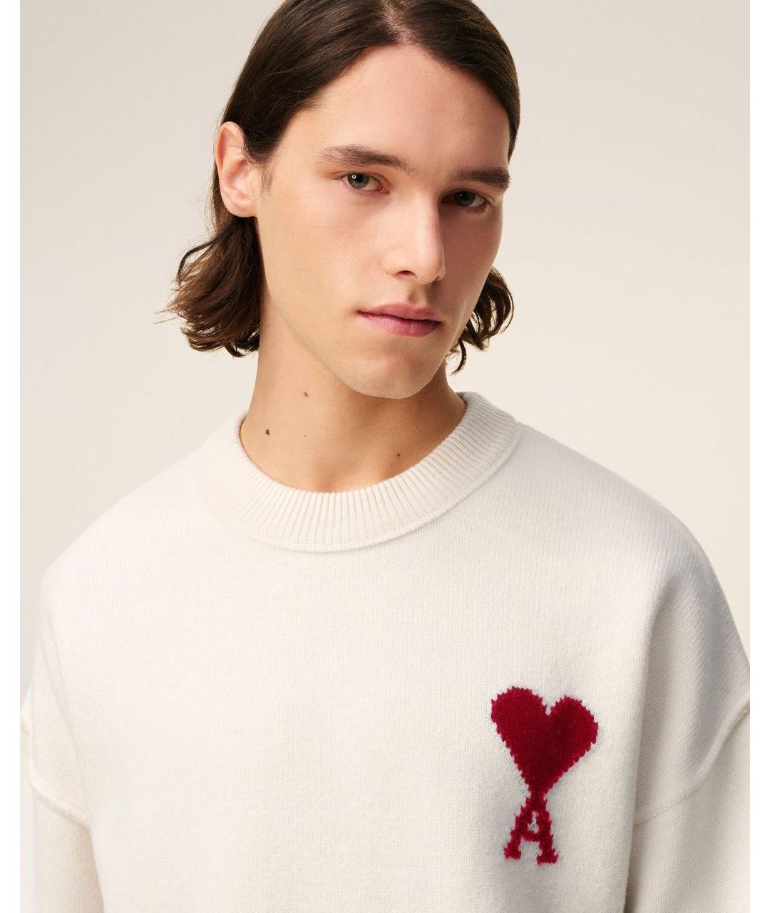 Ami Paris Белый шерстяной джемпер / свитер, фото 3