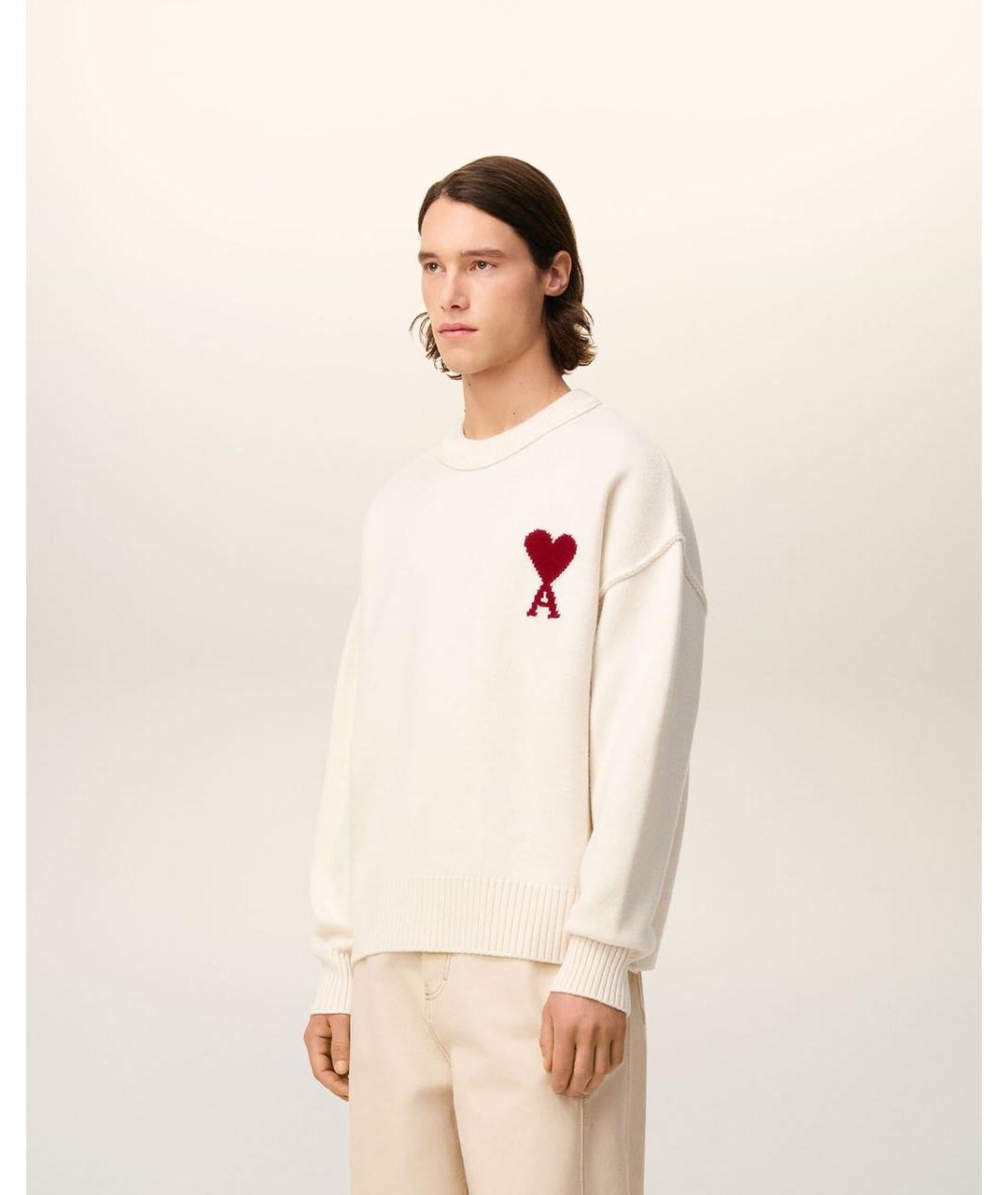 Ami Paris Белый шерстяной джемпер / свитер, фото 4