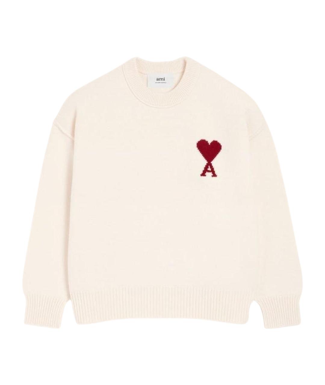 Ami Paris Белый шерстяной джемпер / свитер, фото 1