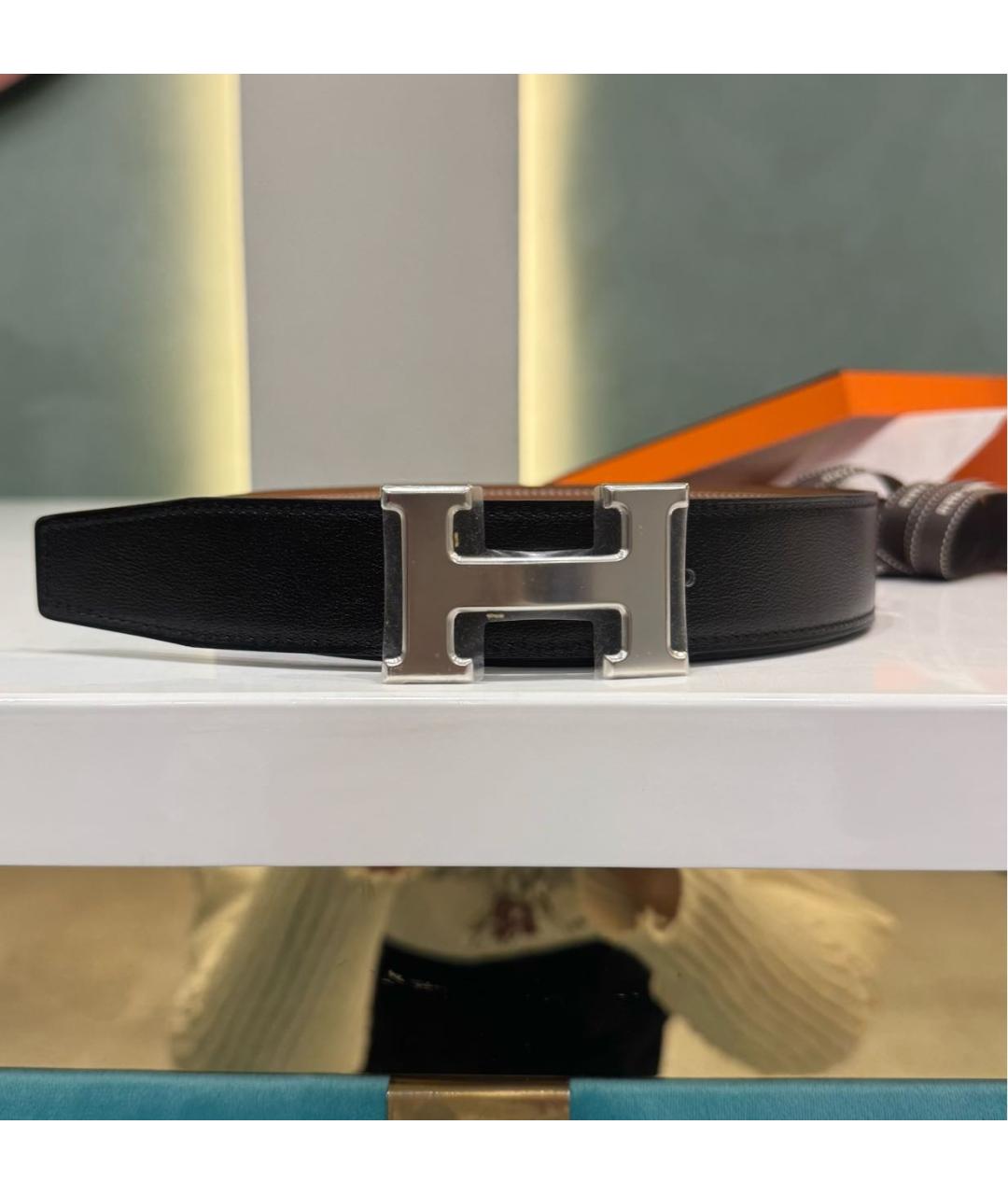 HERMES Черный кожаный ремень, фото 7