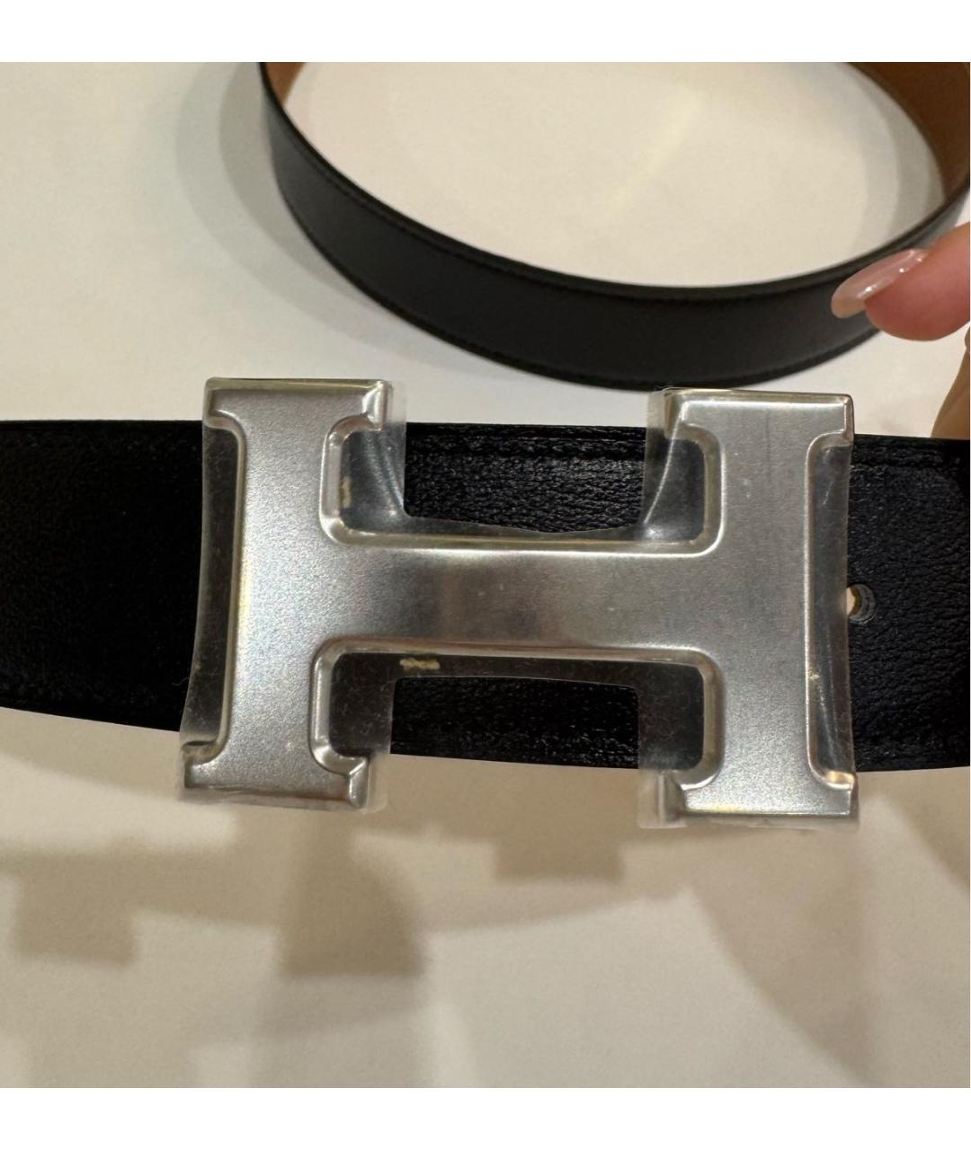 HERMES Черный кожаный ремень, фото 3
