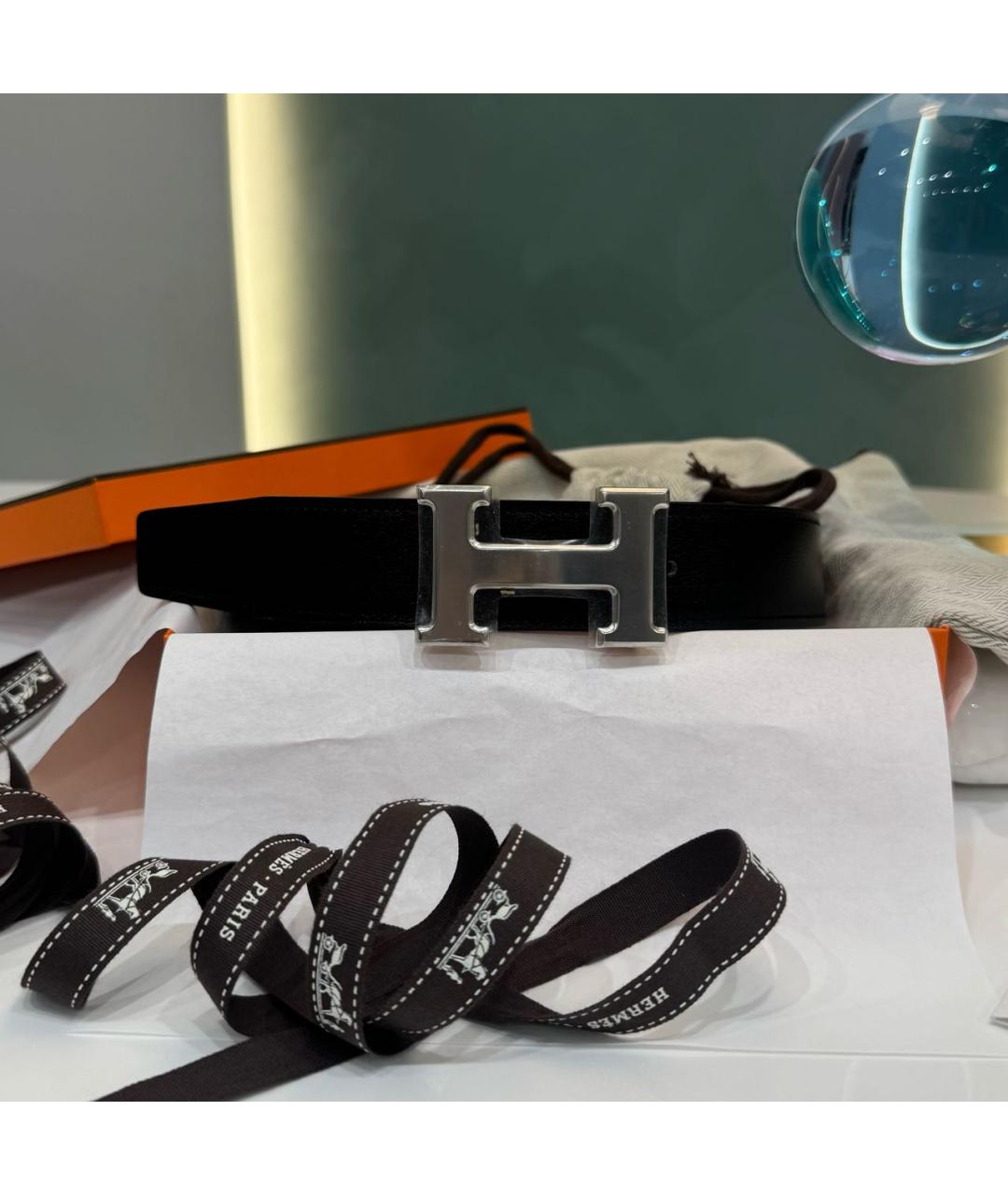 HERMES Черный кожаный ремень, фото 5